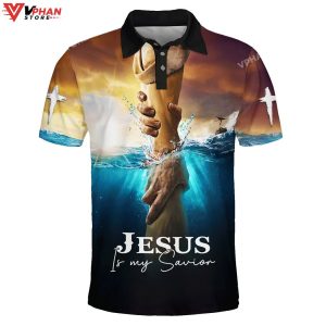 Jesus Is My Savior Hands Religious Easter Gifts Christian Polo Shirt Shorts 1
