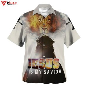 Jesus Is My Savior Jesus And The King Lion Christian Hawaiian Shirt 1