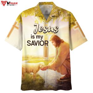 Jesus Is My Savior Jesus Lamb Drinking Water Christian Hawaiian Shirt 1