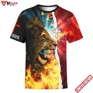 Jesus Is My Savior Jesus Lion Fire Christian 3D Shirt 1