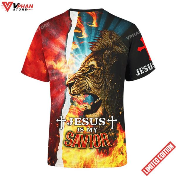 Jesus Is My Savior Jesus Lion Fire Christian 3D Shirt