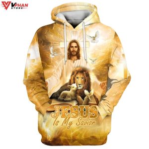 Jesus Is My Savior Jesus Lion Sheep Dove Christian Easter Gifts Hoodie 1