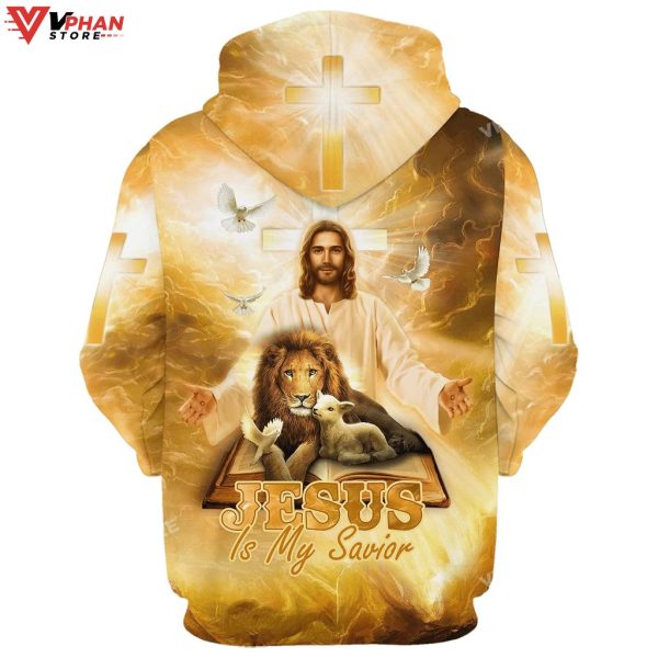 Jesus Is My Savior Lion Sheep Dove Christian Easter Gifts Hoodie