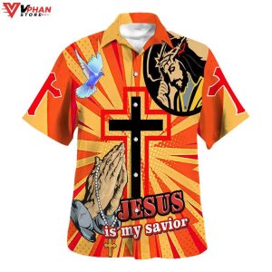Jesus Is My Savior Jesus Pray Cross Tropical Christian Hawaiian Shirt 1