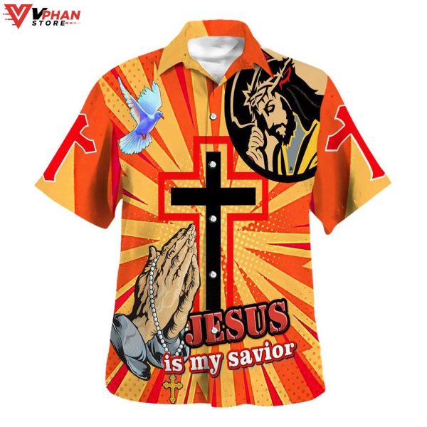 Jesus Is My Savior Jesus Pray Cross Tropical Christian Hawaiian Shirt