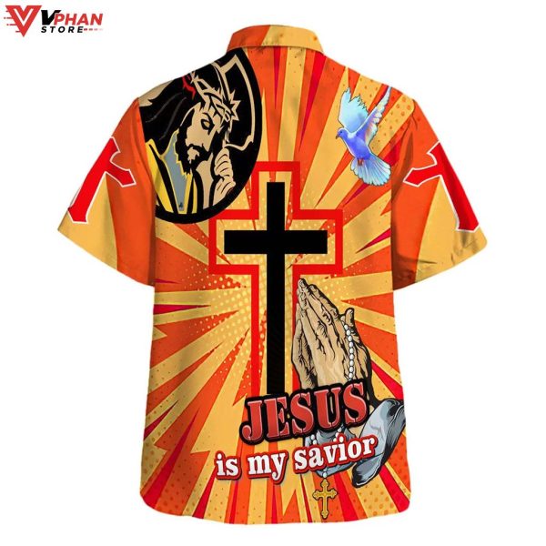 Jesus Is My Savior Jesus Pray Cross Tropical Christian Hawaiian Shirt