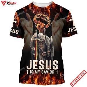 Jesus Is My Savior Knights And Crown Of Thorns 3d Shirt 1