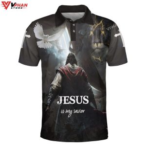 Jesus Is My Savior Lamb And Dove Easter Gifts Christian Polo Shirt Shorts 1