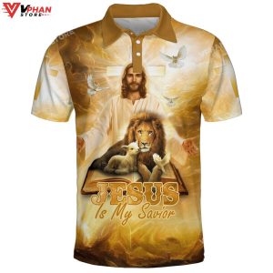 Jesus Is My Savior Lamb And Lion Religious Christian Polo Shirt Shorts 1