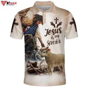 Jesus Is My Savior Lamb Religious Easter Gifts Christian Polo Shirt Shorts 1