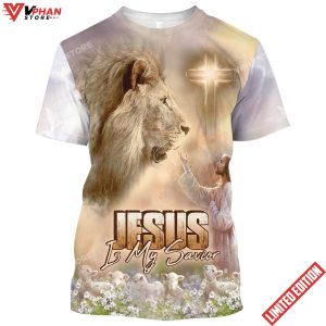 Jesus Is My Savior Lion And Cross Christian 3d Shirt For Men Women 1