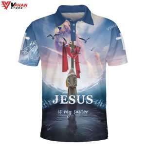 Jesus Is My Savior Lion And Cross Religious Christian Polo Shirt Shorts 1