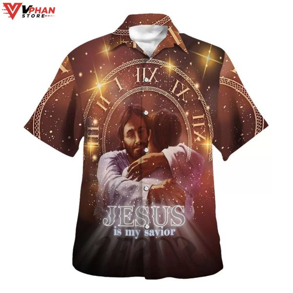 Jesus Is My Savior Man Hugging Tropical Outfit Christian Hawaiian Shirt