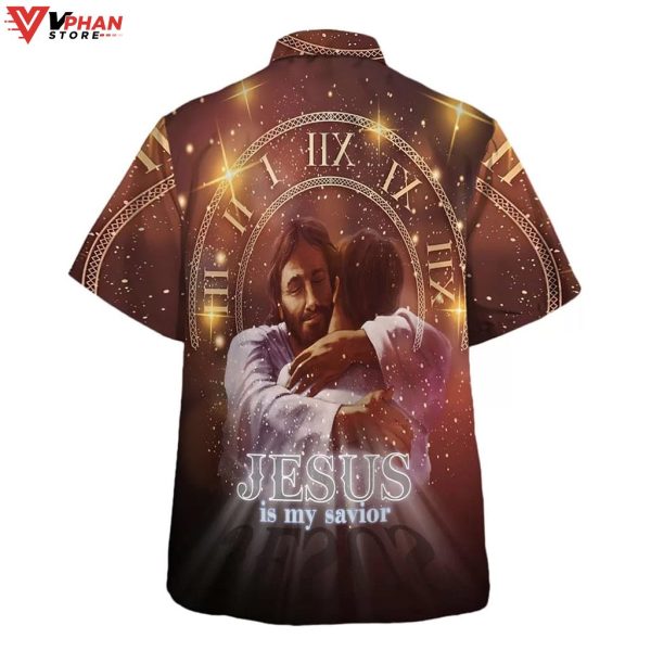 Jesus Is My Savior Man Hugging Tropical Outfit Christian Hawaiian Shirt