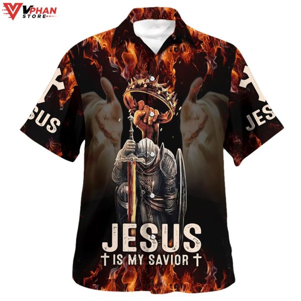 Jesus Is My Savior Warrior Tropical Outfit Christian Gift Hawaiian Shirt