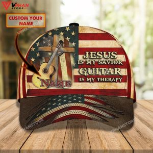 Jesus Is My Savivor Guitar Is My Therapy Personalized Name Cap 1