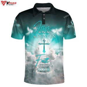 Jesus Is The Key To Heaven But Faith Christian Polo Shirt Shorts 1