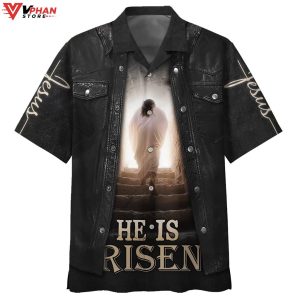 Jesus Leaving The Tomb He Is Risen Tropical Outfit Christian Hawaiian Shirt 1