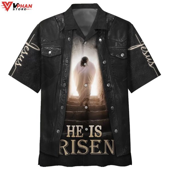 Jesus Leaving The Tomb He Is Risen Tropical Outfit Christian Hawaiian Shirt