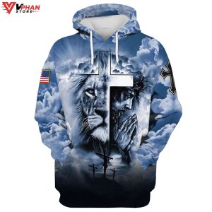 Jesus Lion And Cross Religious Easter Gifts Christian Hoodie 1