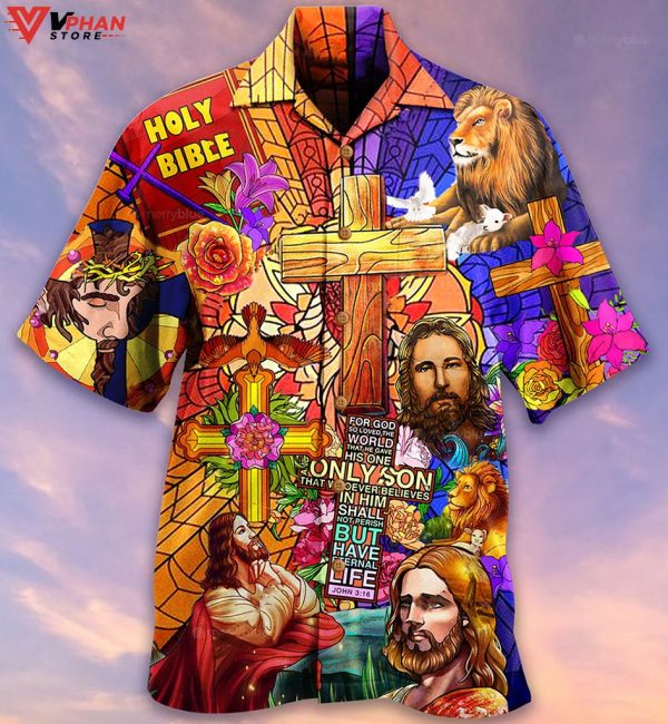 Jesus Lion And Flowers Cool Tropical Outfit Christian Hawaiian Shirt