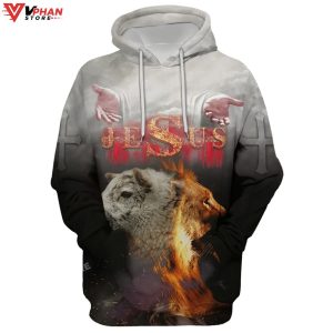 Jesus Lion And Lamb Religious Easter Gifts Christian Hoodie 1