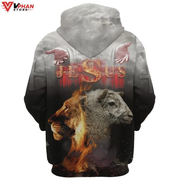 Jesus Lion And Lamb Religious Easter Gifts Christian Hoodie