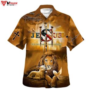 Jesus Lion And Lamb Tropical Outfit Christian Hawaiian Shirt 1