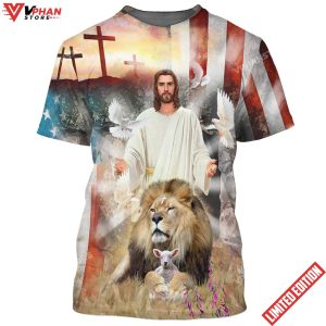 Jesus Lion And The Lamb 3D All Over Printed Shirt 1