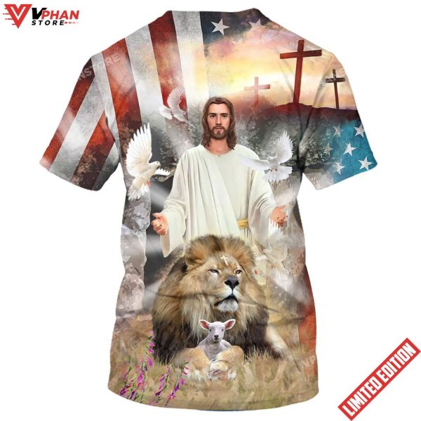 Jesus Lion And The Lamb 3D All Over Printed Shirt