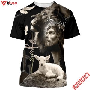 Jesus Lion And The Lamb Black 3d Shirt 1