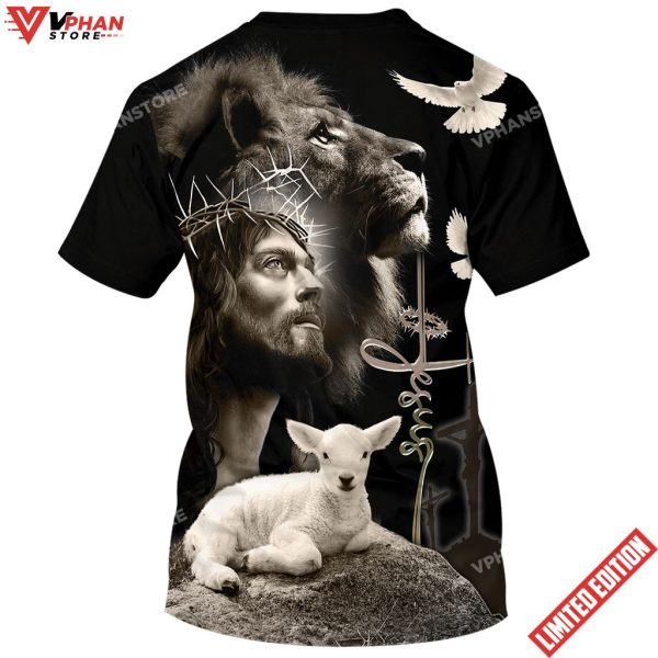 Jesus Lion And The Lamb Black 3d Shirt