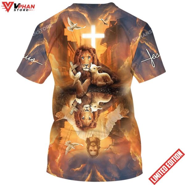 Jesus Lion And The Lamb Dove 3d Christian T Shirt