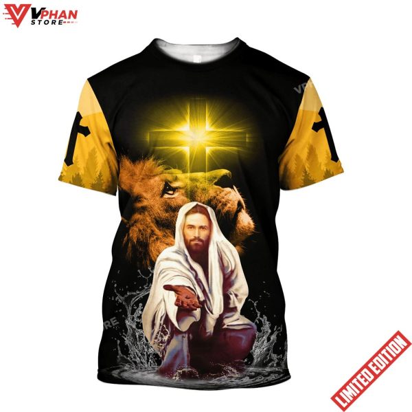 Jesus Lion Black And Yeallow Color Jesus Unisex Shirt