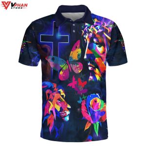 Jesus Lion Butterfly Religious Easter Gifts Christian Polo Shirt Shorts 1