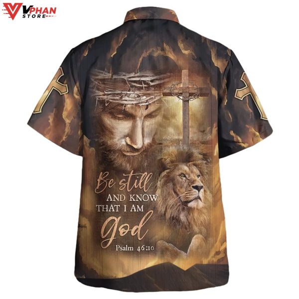 Jesus Lion Cross Be Still And Know That I Am God Christian Hawaiian Shirt
