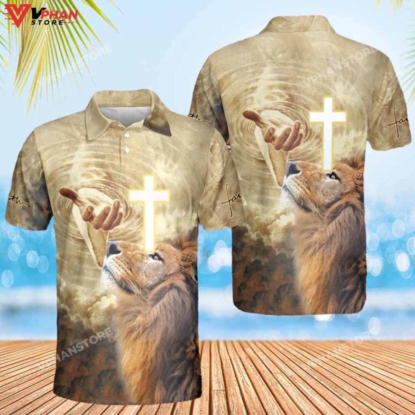 Jesus Lion Cross Religious Easter Gifts Christian Polo Shirt & Shorts