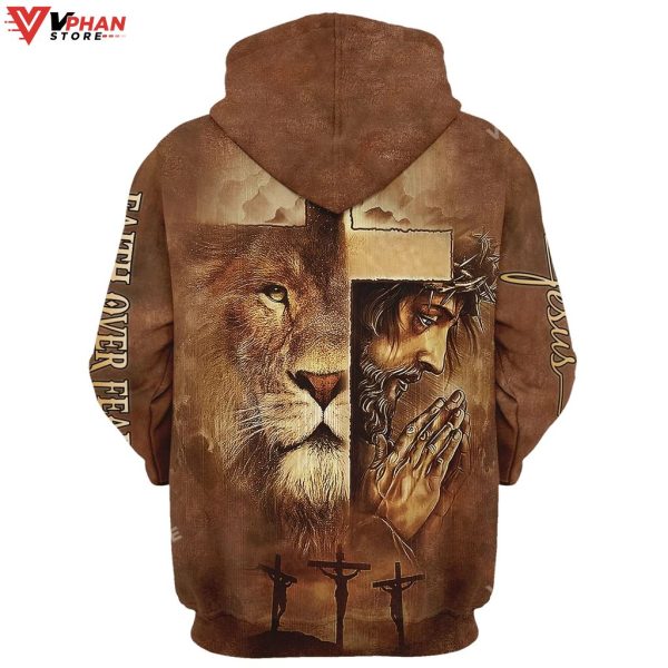 Jesus Lion Faith Over Fear Men & Women Christian Hoodie