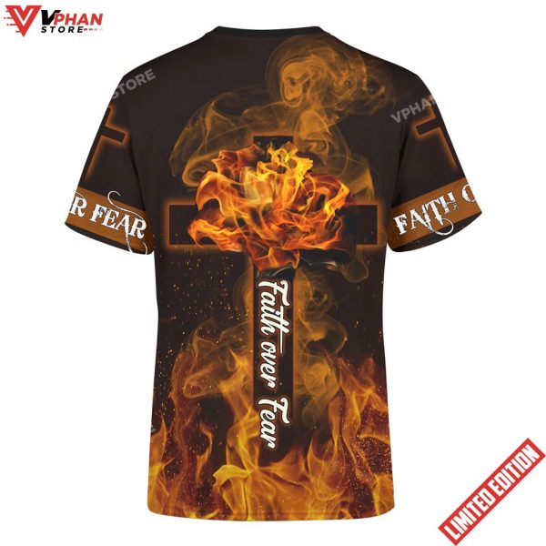 Jesus Lion Fire Faith Over Fear 3d Shirt