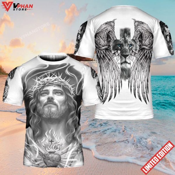 Jesus Lion Heart Wings Christian Shirt For Men Women