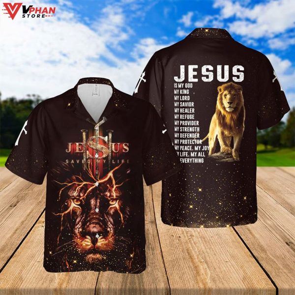 Jesus Lion Jesus Is My God Christian Gifts Tropical Hawaiian Aloha Shirt