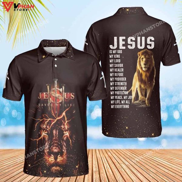 Jesus Lion Jesus Is My God Jesus Religious Christian Polo Shirt & Shorts