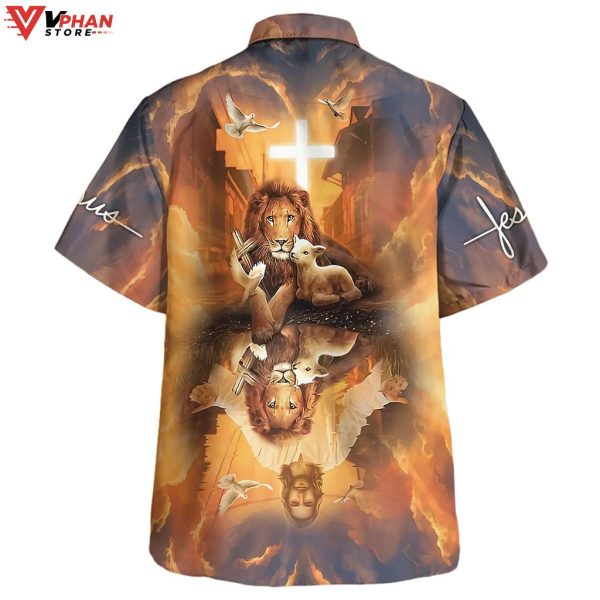 Jesus Lion King And Lamb Cross Christian Gifts Hawaiian Aloha Shirt