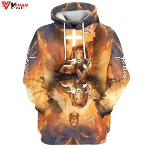 Jesus Lion King And Lamb Cross Religious Easter Gifts Christian Hoodie 1