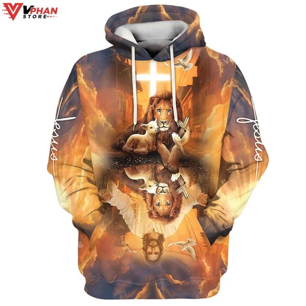 Jesus Lion King And Lamb Cross Religious Easter Gifts Christian Hoodie