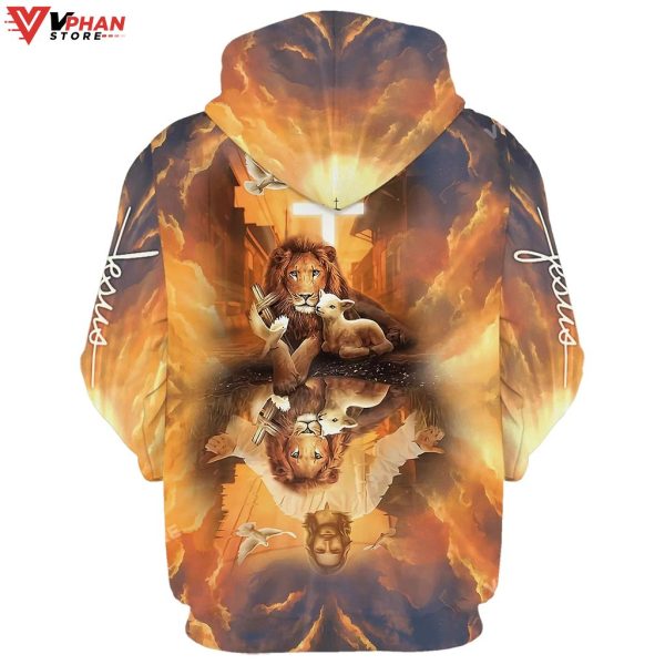 Jesus Lion King And Lamb Cross Religious Easter Gifts Christian Hoodie