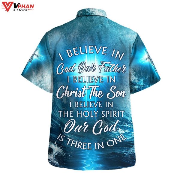 Jesus Lion Lamb I Believe In God Tropical Outfit Christian Hawaiian Shirt
