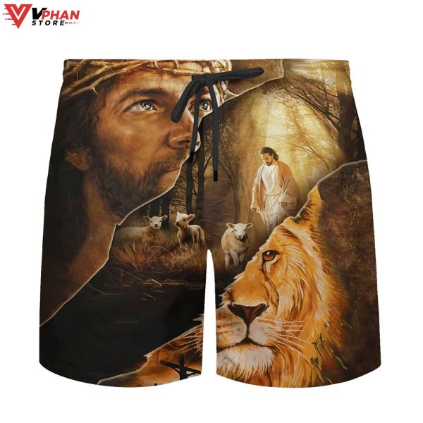 Jesus Lion Lamb Of God Christian Gifts Tropical Outfit Hawaiian Aloha Shirt