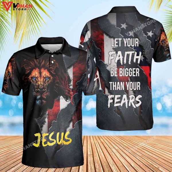 Jesus Lion Let’s Your Faith Be Bigger Than Your Fears Polo Shirt & Shorts