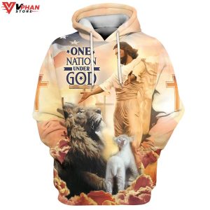 Jesus Lion Of Judah Lamb Of God One Nation Under God Hoodie 1